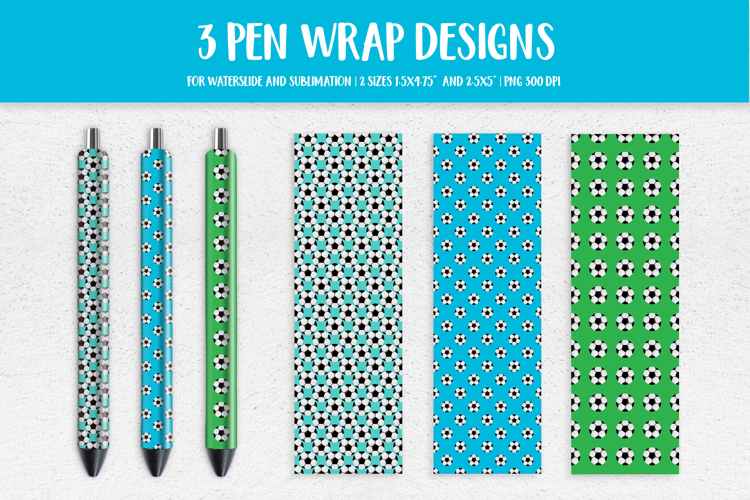 Soccer Balls Epoxy Pen Wrap Sublimation or Waterslide PNG 15
