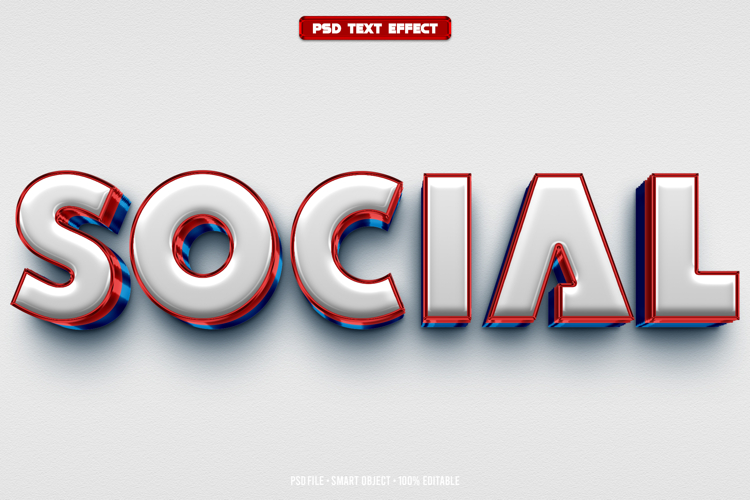 Social 3D editable text effect