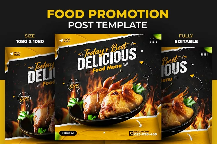 Social Media Food Promotion Design Fried Chicken Template