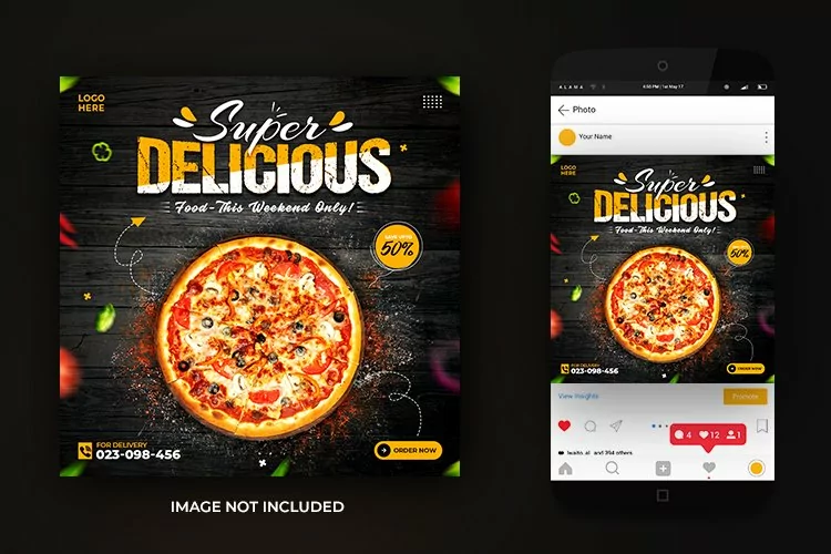 Social Media Food Promotion Super Delicious Pizza Template