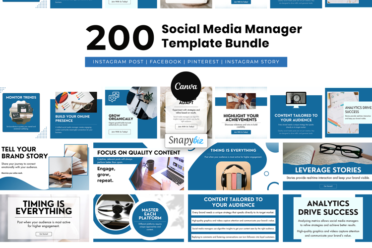 Social Media Manager Canva Template Bundle For Marketing