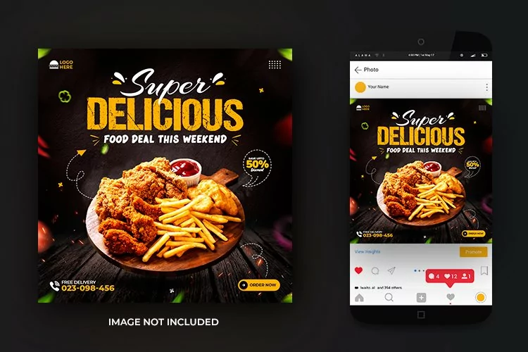 Social Media Super Delicious Food Promotion Post Template