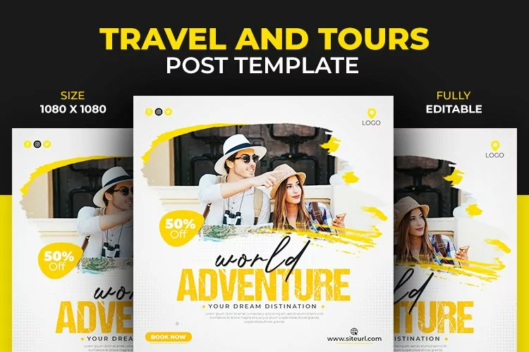 Social Media World Travel Dream Vacation Post Template