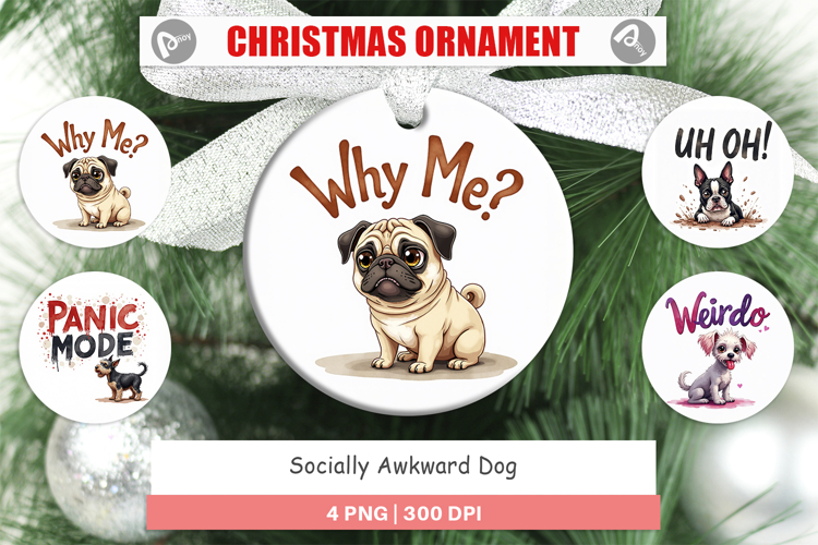Socially Awkward Dog Ornament