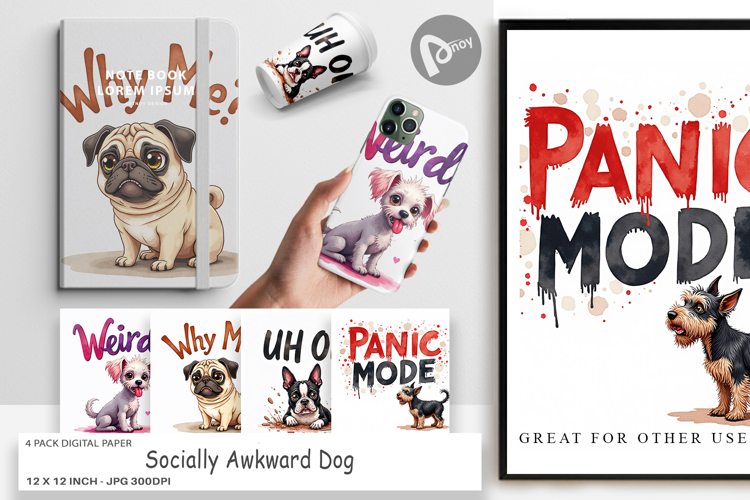 Socially Awkward Dog Digital Paper