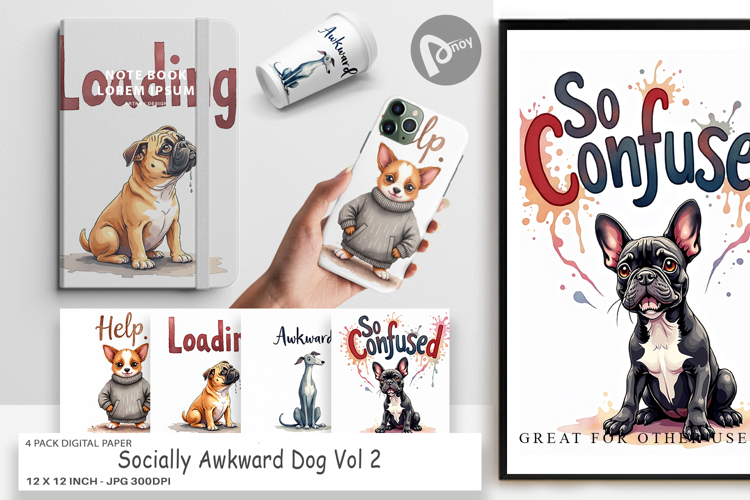 Socially Awkward Dog Digital Paper
