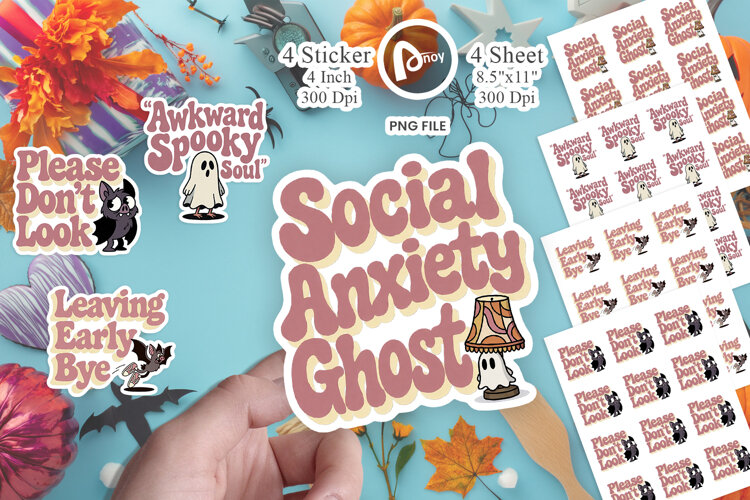 Socially Awkward Ghost Sticker example image 1