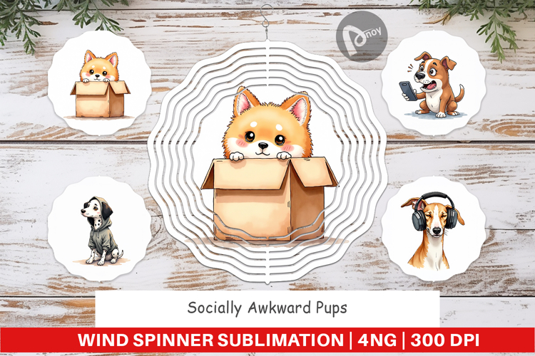 Socially Awkward Pups Wind Spinner