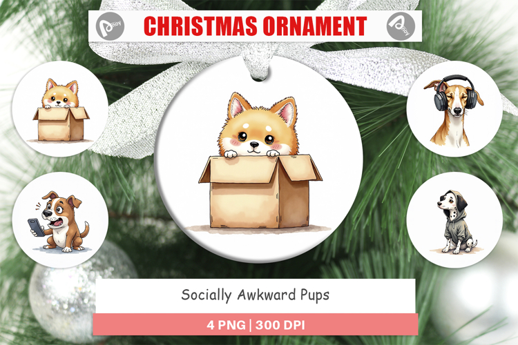 Socially Awkward Pups Ornament
