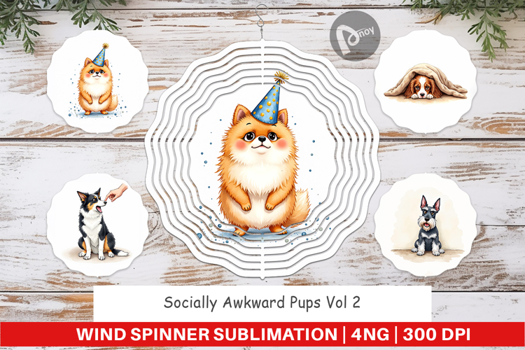 Socially Awkward Pups Wind Spinner