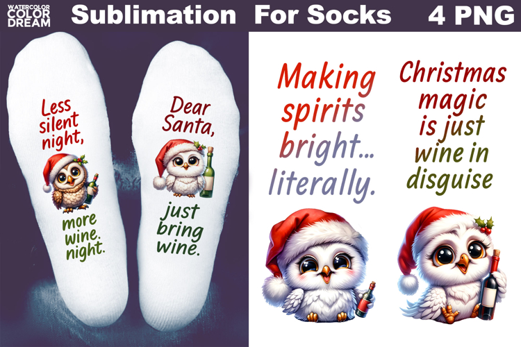 Funny Wine Quotes Christmas | Sublimation Designs For Socks