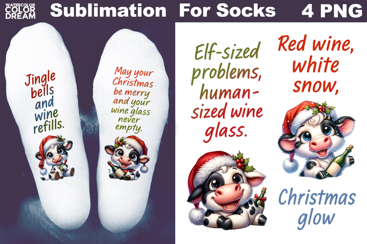 Funny Wine Quotes Christmas | Sublimation Designs For Socks