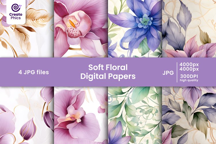 soft floral digital papers and flower patterns