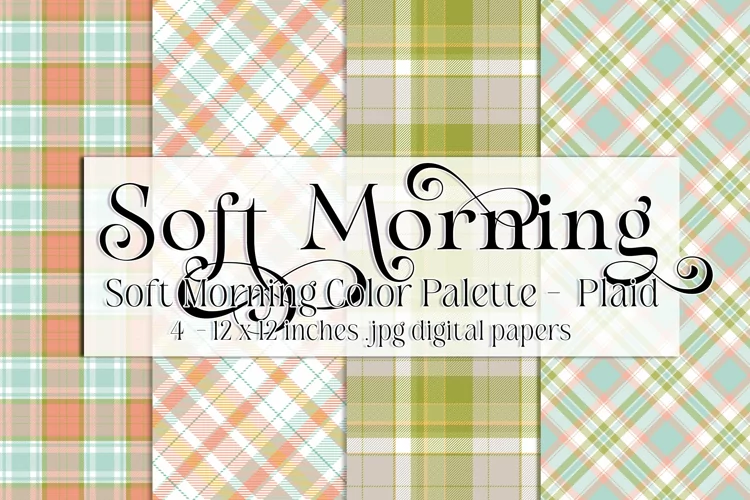 Soft Morning Color Palette, Pastels, Soft Shades, Plaid 1