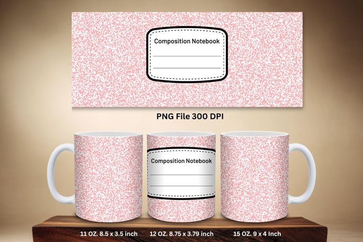 11oz & 15oz Mug Composition Book Design Teacher School Theme