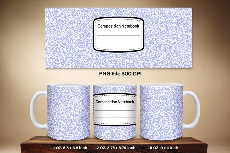 11oz & 15oz Mug Composition Book Design Teacher School Theme