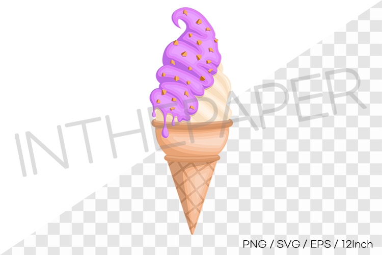 Vanilla soft cone   purple syrup   peanuts PNG dessert SVG