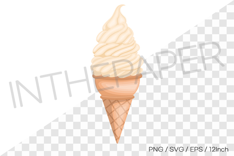 Slanted swirl vanilla soft cone PNG dessert SVG art illust