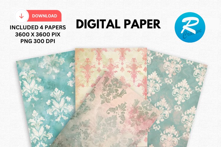 Soft Spring Damask Digital Paper, Spring Background