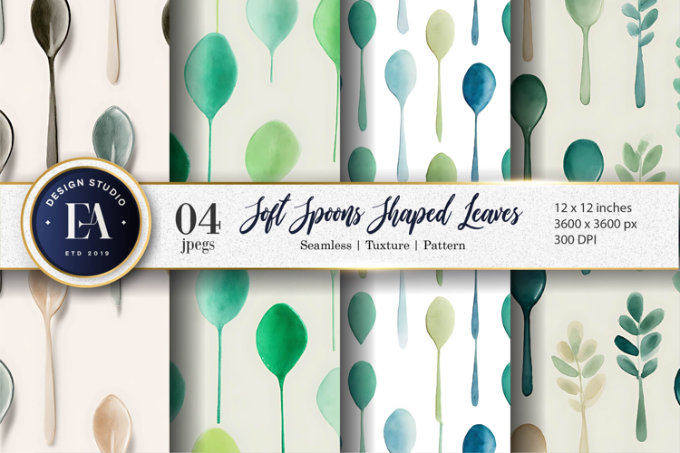 Spoons Shaped Like Leaves Minimal Digital Paper