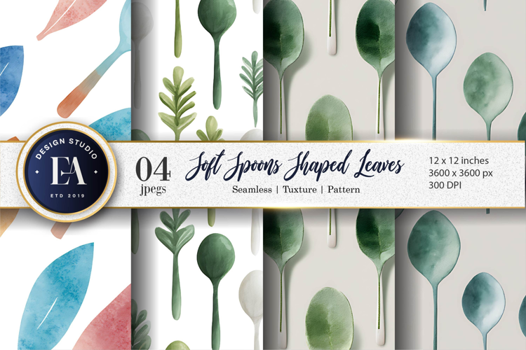 Spoons Shaped Like Leaves Minimal Digital Paper