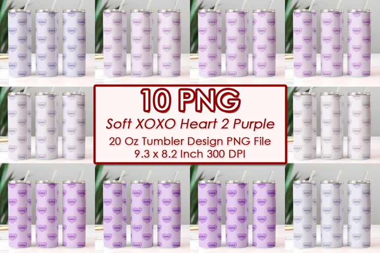 Soft XOXO Heart 2 Purple Valentine Tumbler Design 10 PNG