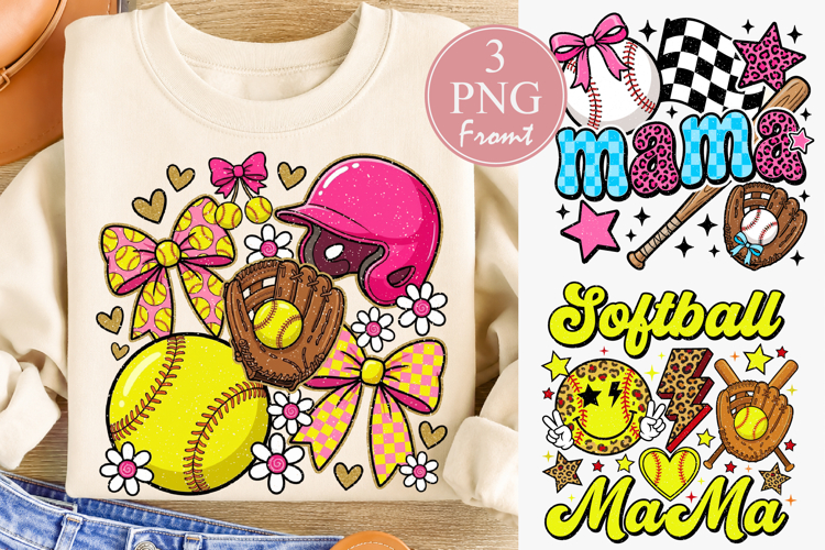 Softball Mama PNG, Retro Softball Mom Sublimation