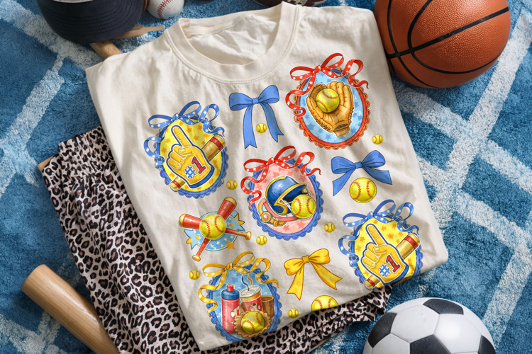 Softball Coquette Bow PNG, Softball Game Day PNG, Sports PNG