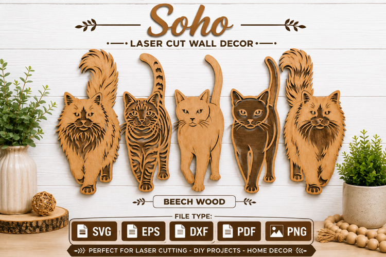 Soho Cat Laser Cut Wall Decor SVG