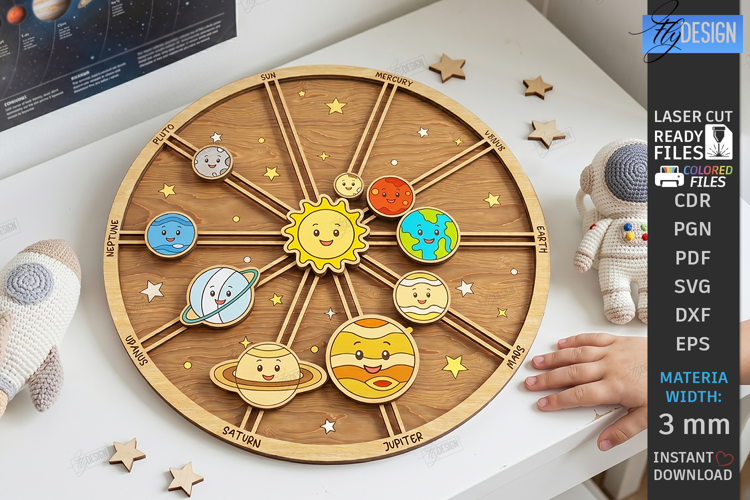 Solar System Laser Cut | Wooden Space | Educational Board