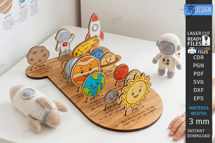 Solar System Laser Cut | Wooden Space | Educational Board