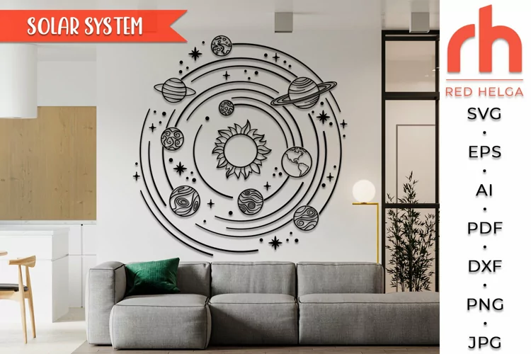 Solar System SVG, Orbit Planets Silhouette, Space Decor DXF