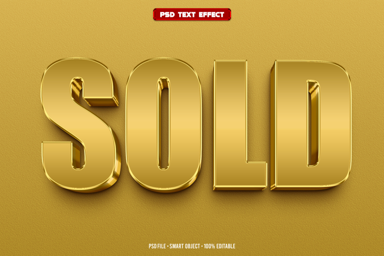 Sold 3D editable text effect