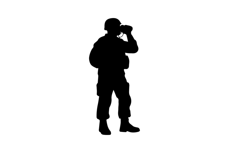 Soldier Observing with Binoculars Illustration Design