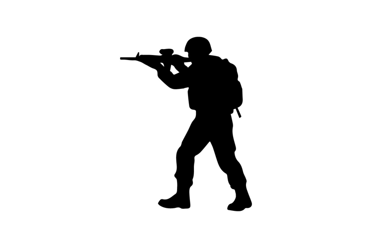 Soldier Silhouette Aiming Rifle Illustration Design