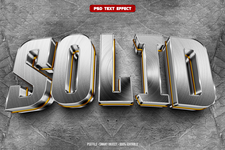 Solid 3D editable text effect