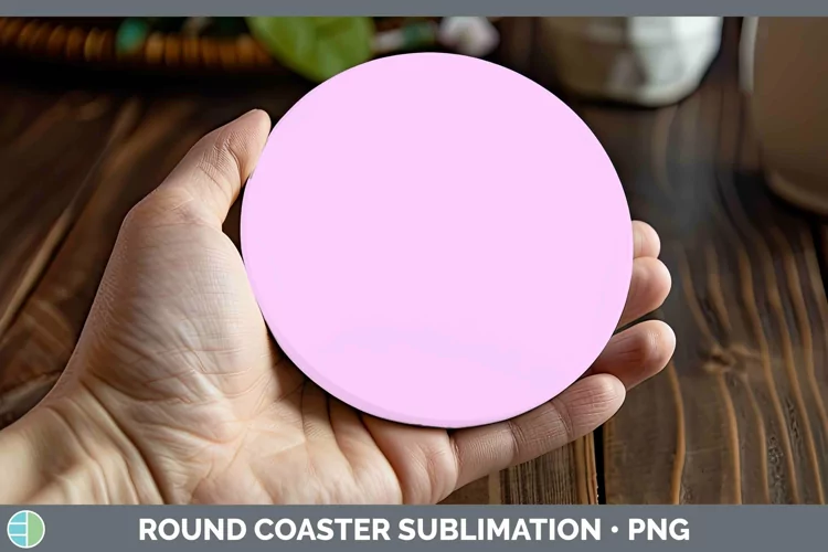 Solid Color - Berry 1 ffcd Round Coaster Sublimation Coaster
