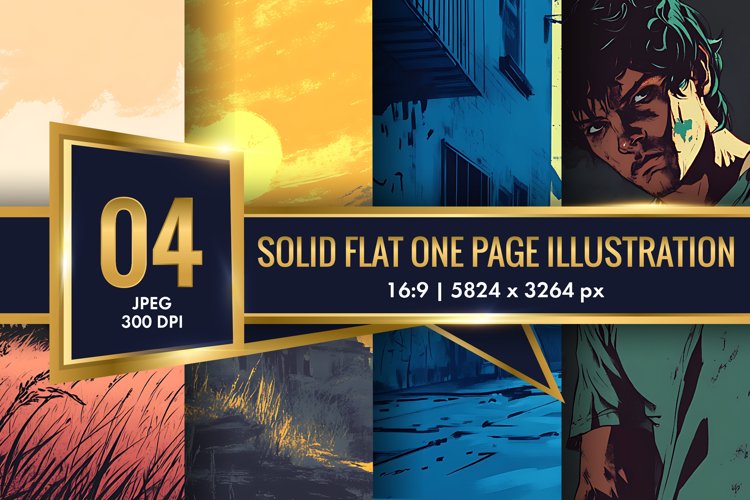 Solid Flat Colour Tone One Page Illustration Digital Paper example image 1