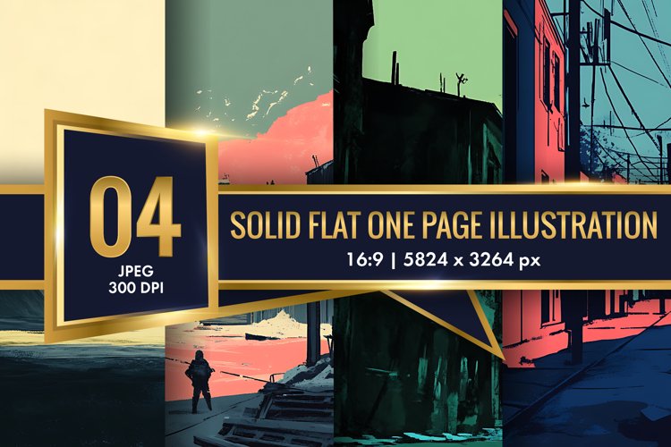 Solid Flat Colour Tone One Page Illustration Digital Paper example image 1