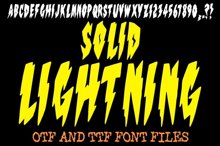 Solid Lightning Lettering ABC Thunderbolt Electric Font Type