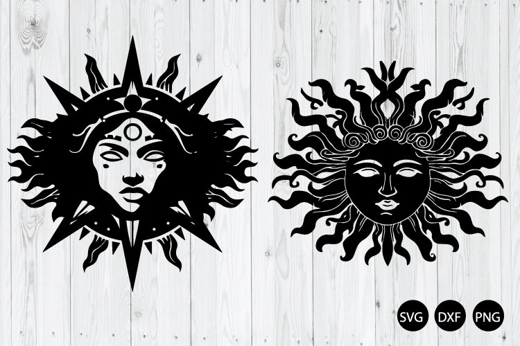 Solstice Sun Goddess SVG, Celestial Face SVG, Boho SVG
