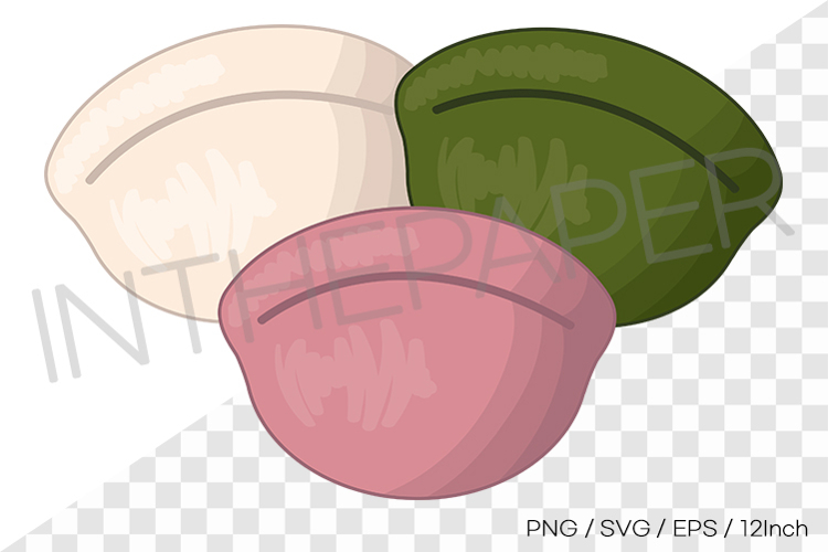 Three color chuseok songpyeon rice cake PNG Korean dessert