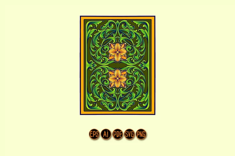 Sophisticated engraved frame with vintage floral accents