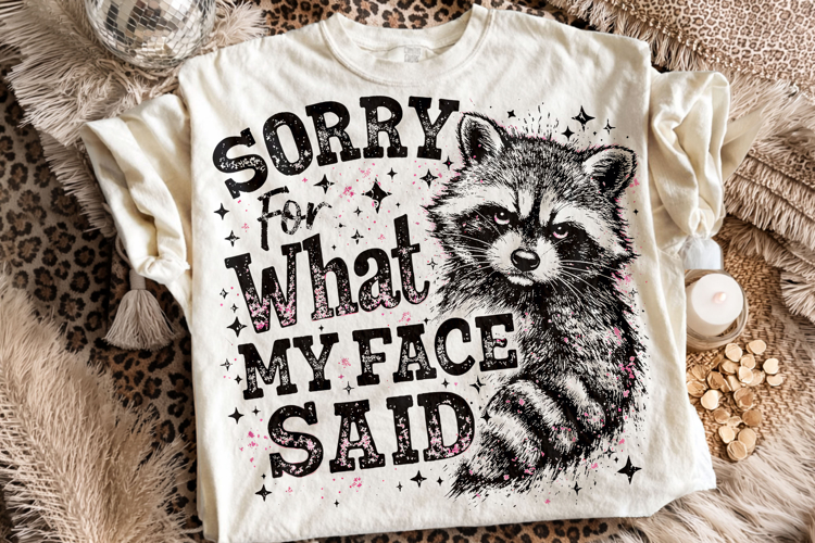 Sorry For What My Face Said Raccoon PNG, Sarcastic Funny PNG
