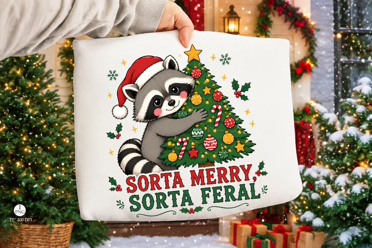 Sorta Merry Sorta Feral Png,Retro Raccoon Christmas Tree Png