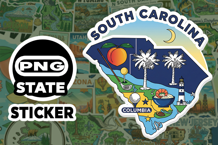 South Carolina Sticker PNG SVG | State Outline Decal File