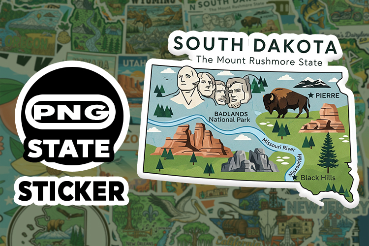 South Dakota Sticker PNG SVG | State Outline Decal File