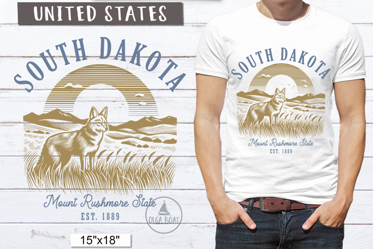 South Dakota PNG | Vintage United States Sublimation