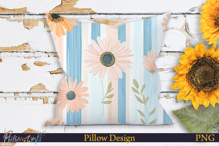 Pillow Design | Floral Stripes | Summer flowers