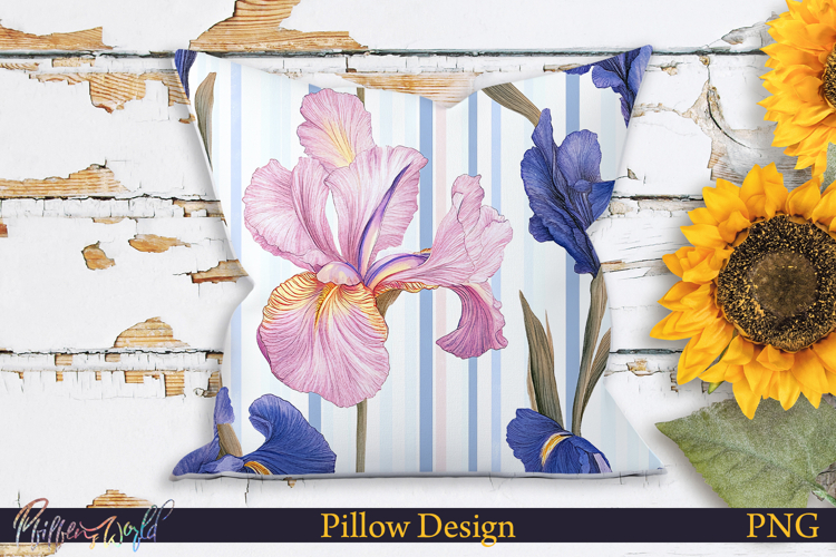 Pillow Design | Floral Stripes | Iris